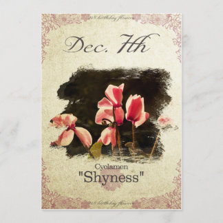 Carte Fleurs d'anniversaire le 7 Décembre "Cyclamen"
