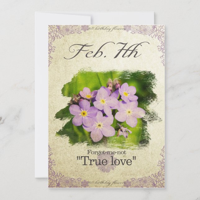 Carte Fleurs d'anniversaire le 7 février "Oubliez-moi-pa (Devant)