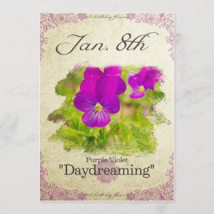 Carte Fleurs d'anniversaire le 8 janvier "Violet violet"