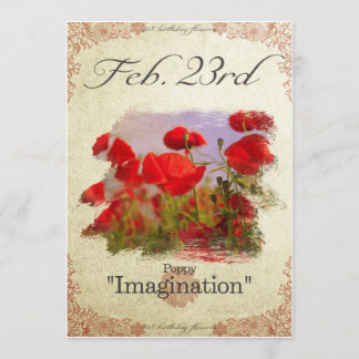 Carte Fleurs d'anniversaire le Février 23 "Poppy"