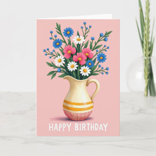 Carte Fleurs d'anniversaire Pitcher Vibrante