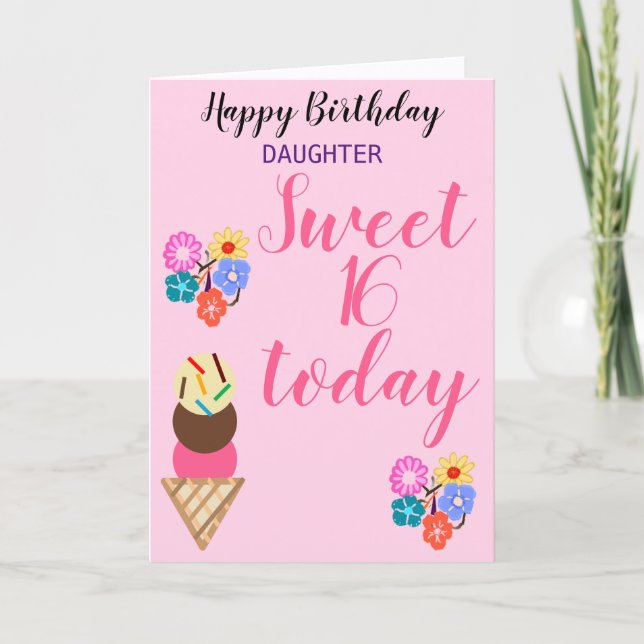 Carte Fleurs d'anniversaire pour fille de TOUS ÂGES doux (Devant)