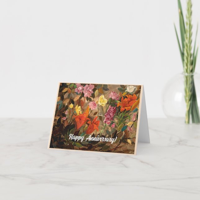 Carte Fleurs dans un jardin, Joyeux anniversaire (Devant)