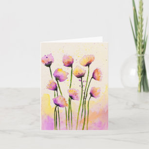Carte Fleurs d'aquarelle avec tiges