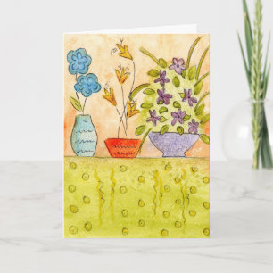 Carte Fleurs d'aquarelle dans des vases