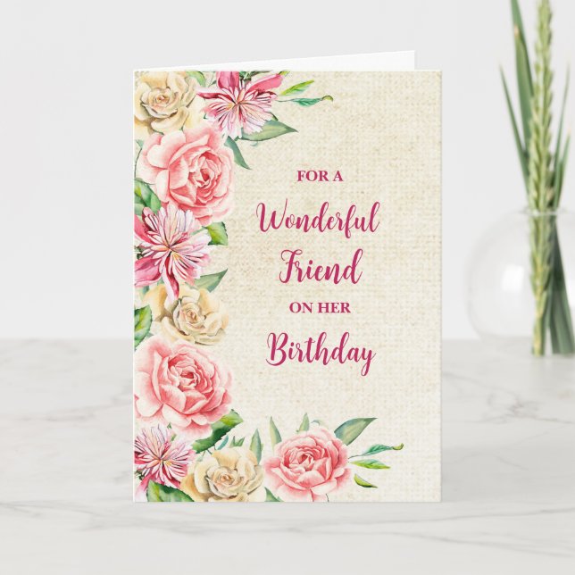 Carte Fleurs d'aquarelle de printemps Ami Anniversaire (Devant)