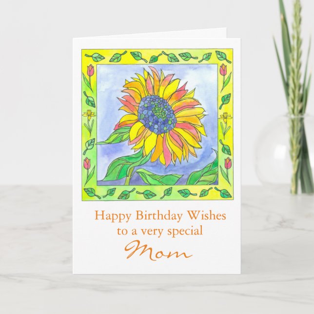 Carte Fleurs d'aquarelle de tournesol Joyeux anniversair (Devant)