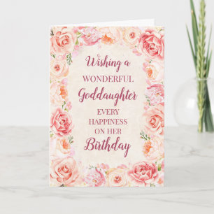 Carte Fleurs d'aquarelle rose Godgirl Anniversaire