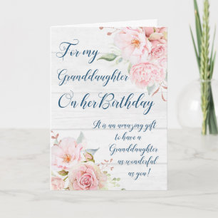 Carte Fleurs d'aquarelle rose Grandgirl Anniversaire