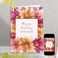 Fleurs d'automne Anniversaire personnalisé