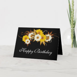 Carte Fleurs d'automne design sur Black Happy Birthday C