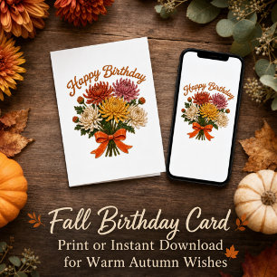Carte Fleurs d'automne Floral Joyeux anniversaire d'auto