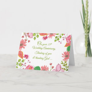Carte Fleurs de 35e anniversaire de mariage religieux