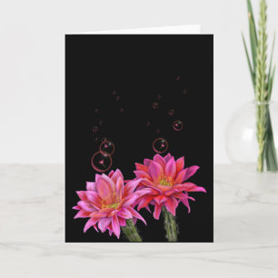 Carte Fleurs de cactus colorées avec bulles