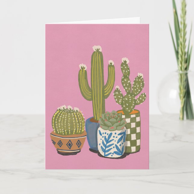 Carte Fleurs de cactus rose (Devant)