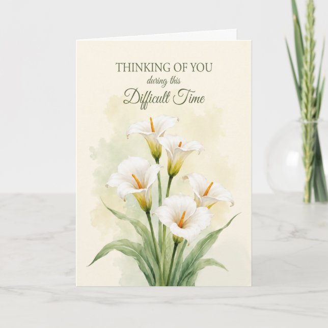 Carte Fleurs de calla pour un moment difficile (Devant)