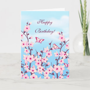 Carte Fleurs de cerises florales Anniversaire