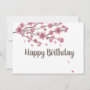 Carte Fleurs de Cerisier Botaniques Tombant Pétales Ombr