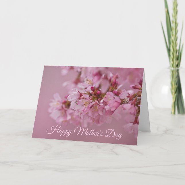 Carte Fleurs de cerisier Fête des mères Reflets rose pâl (Devant)