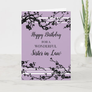 Carte Fleurs de cerisier pourpre Soeur en droit Annivers