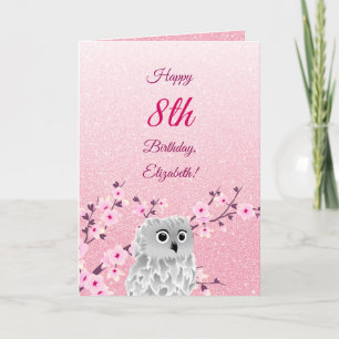 Carte Fleurs de cerisiers de hibou Bonne Parties scintil