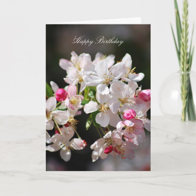 Carte Fleurs de cerisiers heureux anniversaire (Devant)