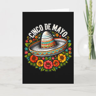 Carte Fleurs de Chapeau de Cinco De Mayo Fête Mexicaine