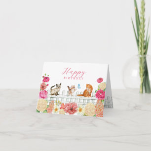 Carte Fleurs de chats mignons