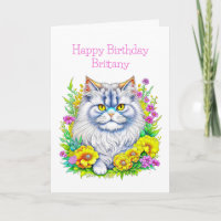 Fleurs de chats persanes Anniversaire personnalisé