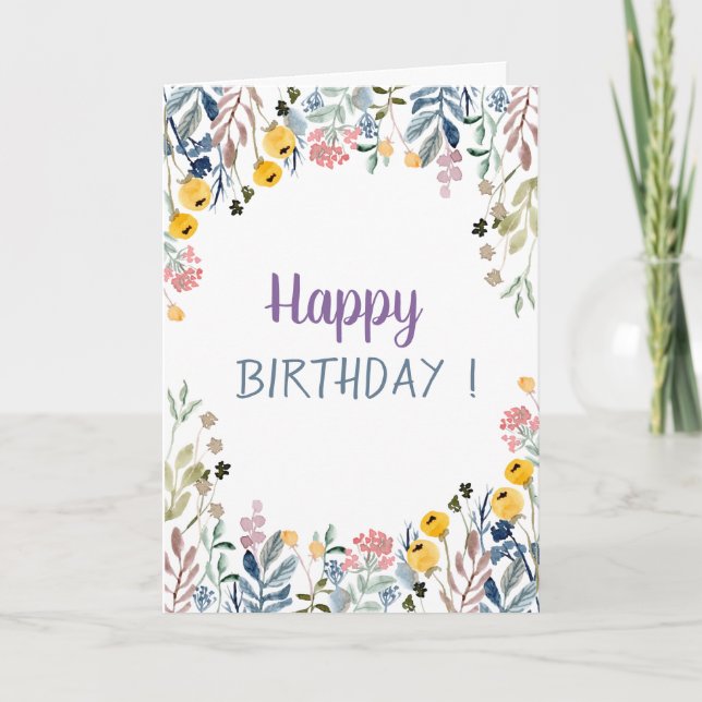 Carte Fleurs de Chic Meadow pour l'anniversaire (Devant)