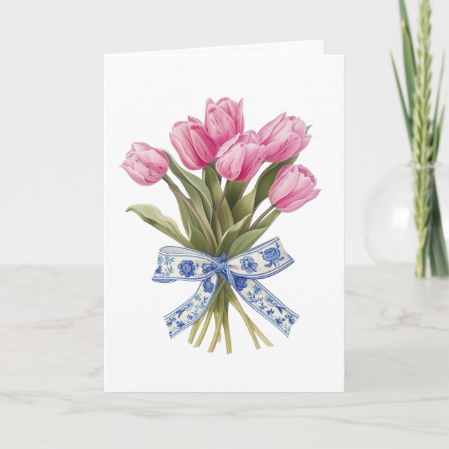 Carte Fleurs de Chinoiserie Bouquet floral Blank Salutat (Devant)