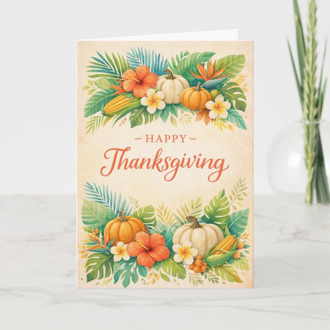 Carte Fleurs de citrouille de Thanksgiving d'automne tro (Devant)