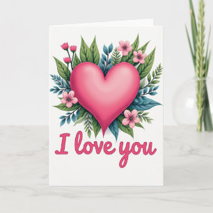 Carte Fleurs de Coeur Je T'Aime
