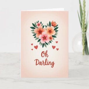 Carte Fleurs de cœur Oh Darling