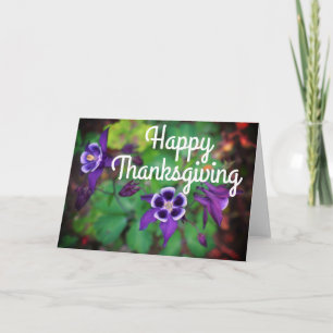 Carte Fleurs de colonne violet bon thanksgiving