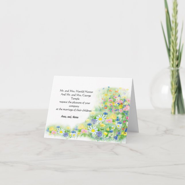 Carte Fleurs de couleur aquarelle (Devant)