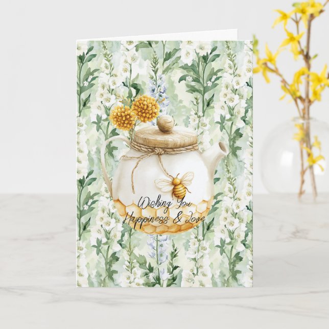 Carte Fleurs de Delphinium Blanc Lavande pour Mariage (Fleur jaune)