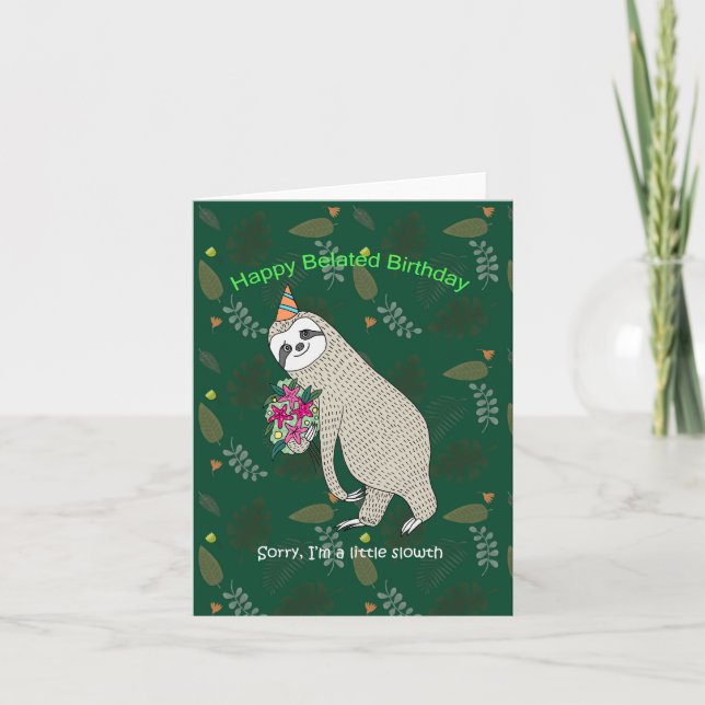 Carte Fleurs de fentes mignonnes Drôle Belated Désolé An (Devant)