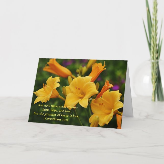 Carte Fleurs de Foi 1 Corinthiens 13:13 Note Card (Devant)
