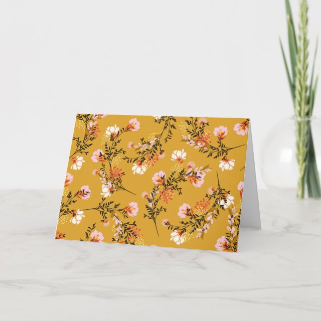 Carte Fleurs de fond jaune (Devant)