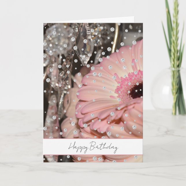 Carte Fleurs de Gerbera roses Anniversaire Étincelle de  (Devant)