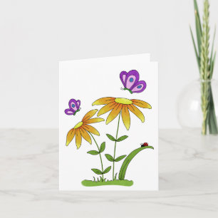 Carte Fleurs de griffonnage Insectes et Bugs Usage génér