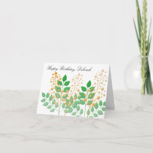 Carte Fleurs de Jardin d'anniversaire et Feuille