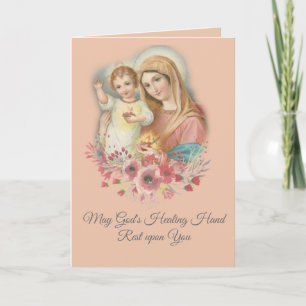 Carte Fleurs de Jésus bébé Vierge Marie bénie Prompt rét