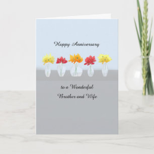 Carte Fleurs de l'anniversaire du frère et de la femme M