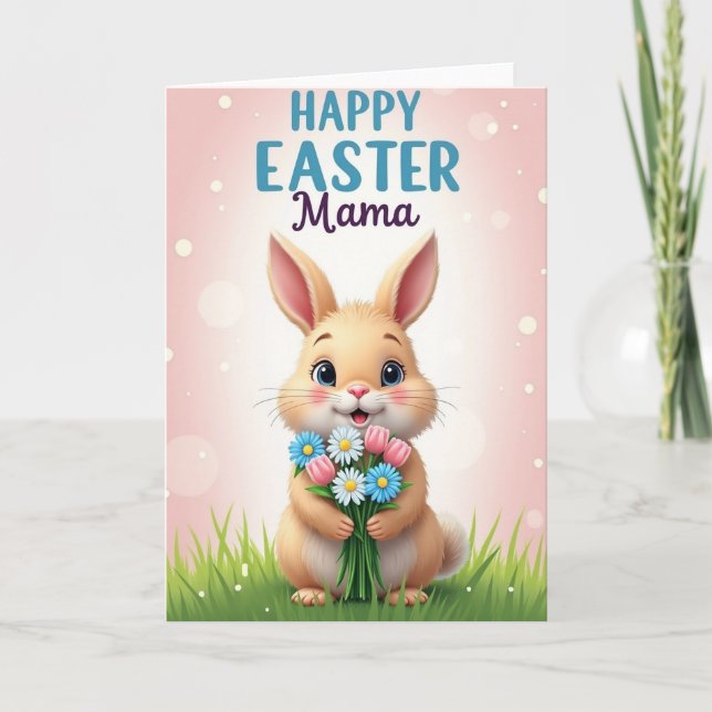 Carte Fleurs de Lapin pour Maman (Devant)