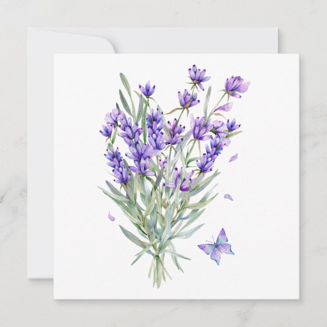 Carte Fleurs de lavande à l'aquarelle  (Devant)