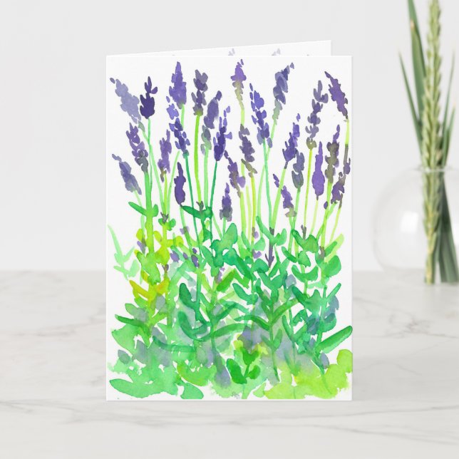 Carte Fleurs de lavande Aquarelle Joyeux anniversaire (Devant)