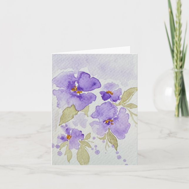 Carte Fleurs de lavande pourpre - plié blanc (Devant)