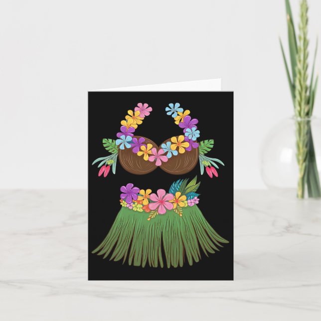 Carte Fleurs de Lei en Bra de Coco Gr Jupe Soirée Hula H (Devant)